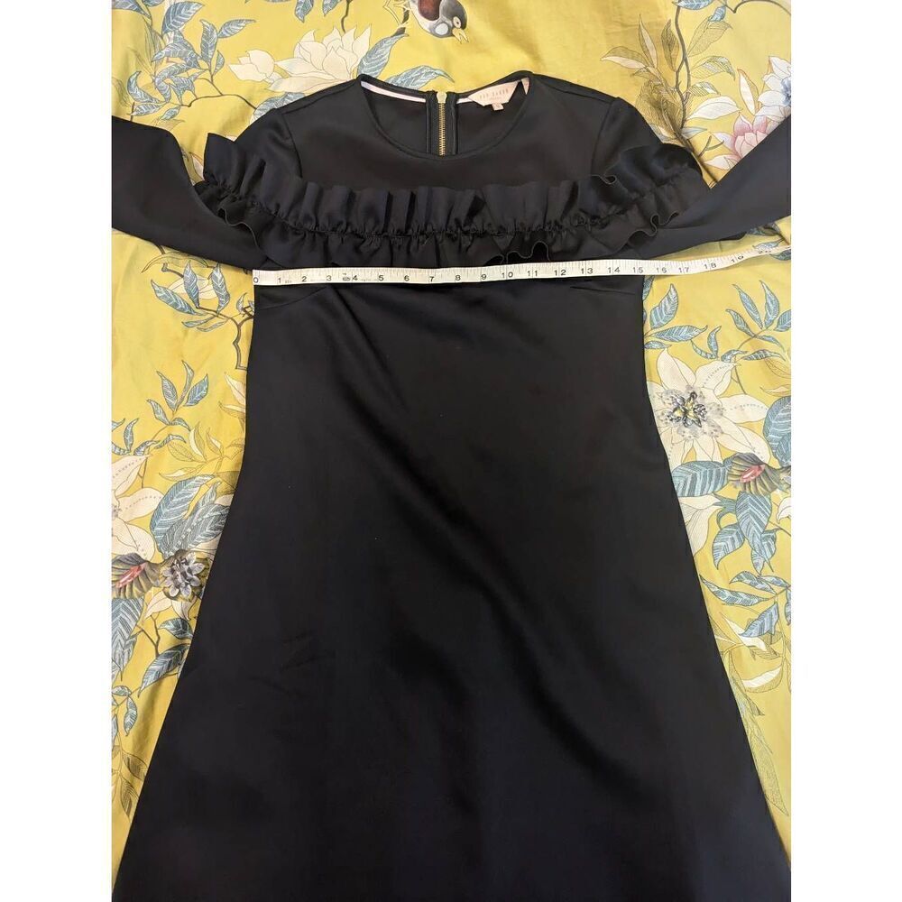 Ted Baker London Women’s 0 Navy Blue Ruffle Bodice Tunic Dress Elegant - Picture 4 of 5